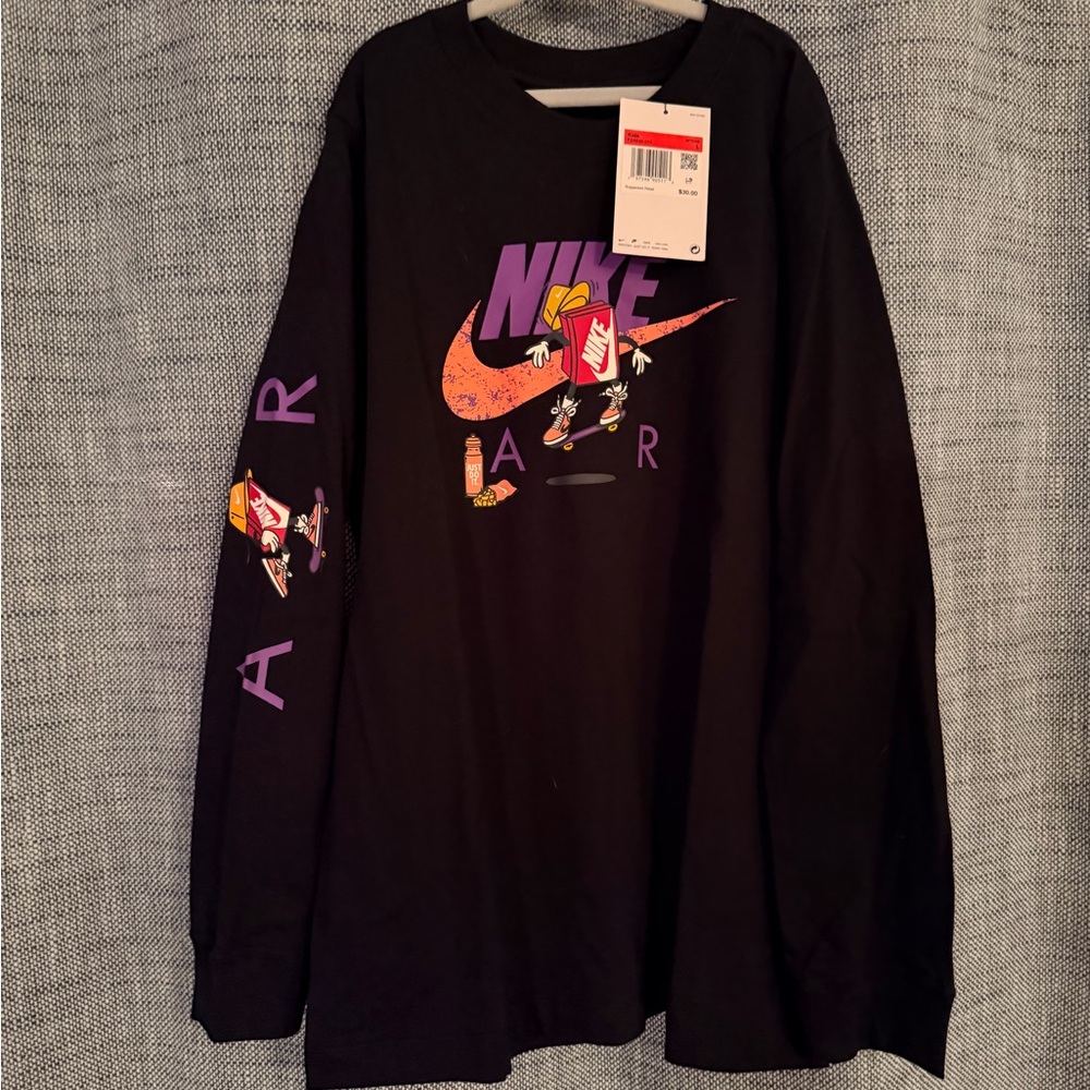 Nike Black Tee with Purple and Orange Graphics